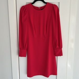 J. Crew Long-Sleeve Dress 365 Crepe in Bright Rose